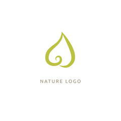 Abstract green leaf logo vector design. Environmental protection, ecology, healthy eating, Botanical Garden, park, forest, farm, agriculture vector sign.