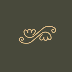 Campanula logo. Wedding floral icon. Luxury retro emblem. Cosmetics, Spa, Beauty salon, Decoration, Boutique vector logo.