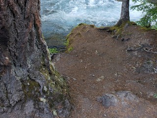 The rushing waters of the McKenzie River in Oregon’s Willamette National Forest on a sunny summer morning 