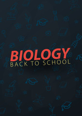 Biology School subject with hand-draw doodles. Education banner. Vector illustration.