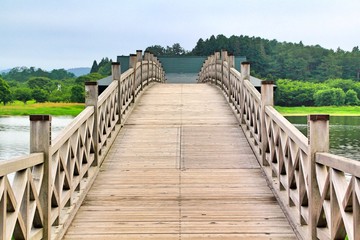 Fototapeta na wymiar A wooden bridge