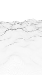 Abstract landscape on a white background. Cyberspace grid. Hi-tech network. Vertical image orientation. 3D illustration