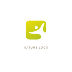 Vector Logo connection communication two double people person. Modern community vector element.