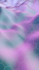 Colorful honeycomb with a gradient color on a light background. Perspective view on polygon look like honeycomb. Wavy surface. Isometric geometry. 3D illustration