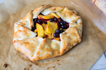 Peach and Blueberry Galette Tart
