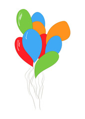 Bright balloons isolated on white. Birthday and other celebrities. Vector illustration.
