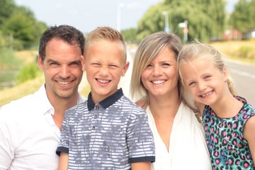 Happy family outside