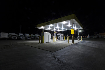 night time gas station