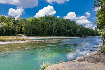 Natur - Ufer am Lech, Augsburg - obrazy, fototapety, plakaty