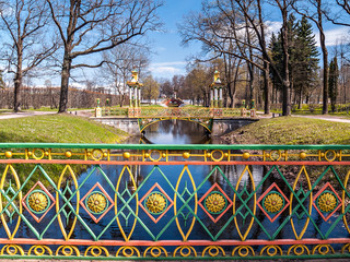 Chinese bridges in the Alexander Park in Tsarskoye Selo in St. Petersburg