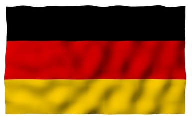 Flag of Germany. Wide format 3D illustration. State symbol of the Federal Republic of Germany. 3D rendering