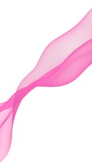 Abstract pink wave. Bright pink ribbon on white background. Pink scarf. Abstract smoke. Raster air background. Vertical image orientation. 3D illustration