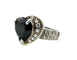 beautiful black jasper ring  on white background