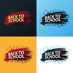 Set of Back to School backgrounds with hand-draw doodles. Education banner. Vector illustration.