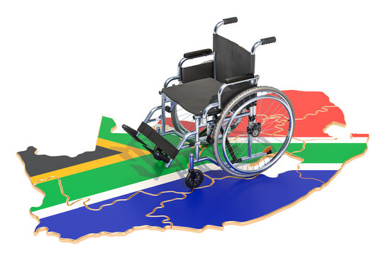 Disability in the South Africa concept, 3D rendering