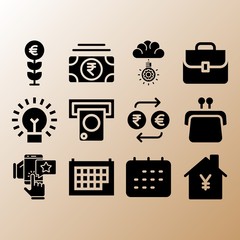 Atm, idea and briefcase related premium icon set