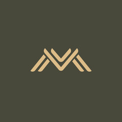 Monogram design elements, graceful template. Calligraphic elegant logo design. M logo. M line art monogram. Letter M on a dark background.
