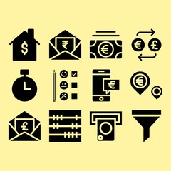 Rating, abacus and chronometer related premium icon set