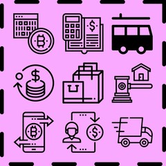 Simple 9 icon set of commerce related [iconsRandom:4] vector icons. Collection Illustration