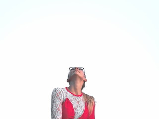 Fototapeta premium Teen Majorette Girl Looking Up