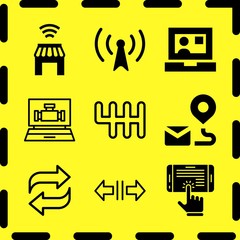 Simple 9 icon set of online related helicopter profile, email, transfer and shop vector icons. Collection Illustration