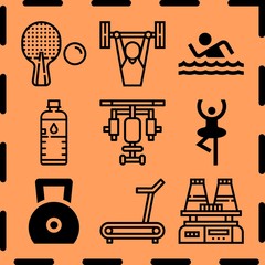 Simple 9 icon set of fitness related [iconsRandom:4] vector icons. Collection Illustration