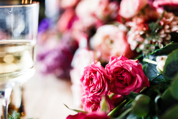 flowers and wine