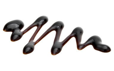 Balsamic vinegar cream isolated on white background. Italian salad dressing, sauce.