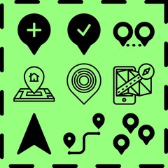Simple 9 icon set of location related [iconsRandom:4] vector icons. Collection Illustration