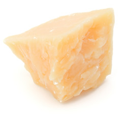 One parmesan cheese shred isolated on white background cutout