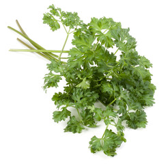 parsley leaves bunch isolated on white background cutout