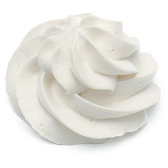 Whipped cream swirl  isolated on white background cutout