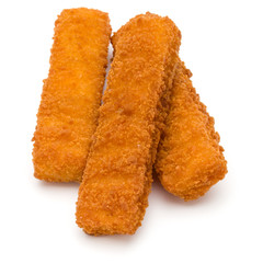 Crispy Fish fingers isolated on white background