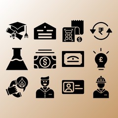 Money, rupee and id card related premium icon set