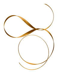 Shiny satin ribbon in brown color isolated on white background close up