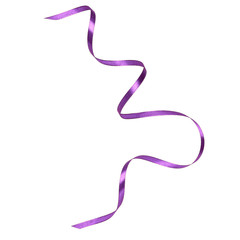 Shiny satin ribbon in lilac color isolated on white background close up