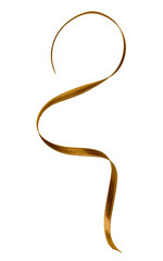 Shiny satin ribbon in brown color isolated on white background close up