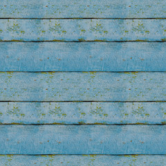 Obraz premium Seamless pattern of blue wooden planks wall with corrosion
