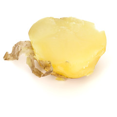 one boiled peeled potato half isolated on white background cutout