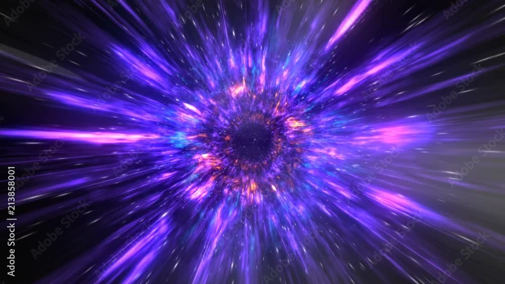 Wall mural abstract space flight with the speed of light and space time distortion