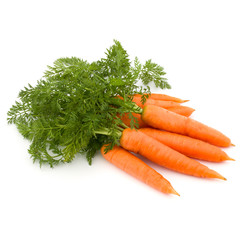 Carrot vegetable with leaves isolated on white background cutout