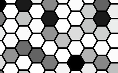 Black honeycomb with a gradient color. Isometric geometry. 3D illustration