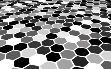White honeycomb with a gradient color. Perspective view on polygon look like honeycomb. Isometric geometry. 3D illustration