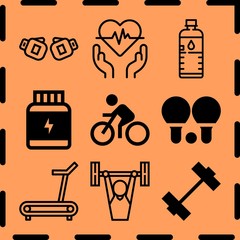 Simple 9 icon set of fitness related [iconsRandom:4] vector icons. Collection Illustration