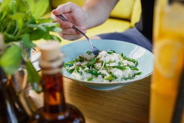 Grilled Chicken Caesar Salad with Cheese and Croutons