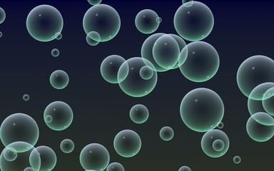 Dark background green mesh bubbles. Wallpaper, texture with bubble. 3D illustration