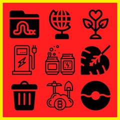 Simple 9 icon set of ecology related [iconsRandom:4] vector icons. Collection Illustration