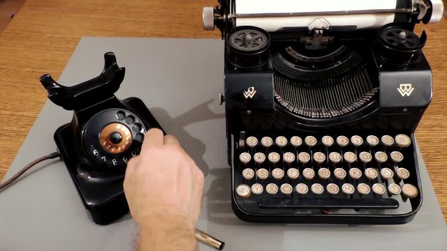 Old Telephone and Typewriter