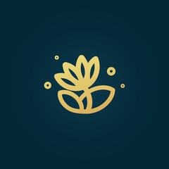 Vector luxury flower logo design. Gold ornate floral sign. Vintage premium design vector element.