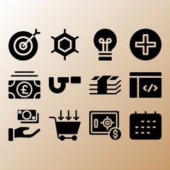 Target, shopping cart and money related premium icon set